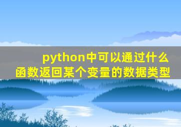 python中可以通过什么函数返回某个变量的数据类型